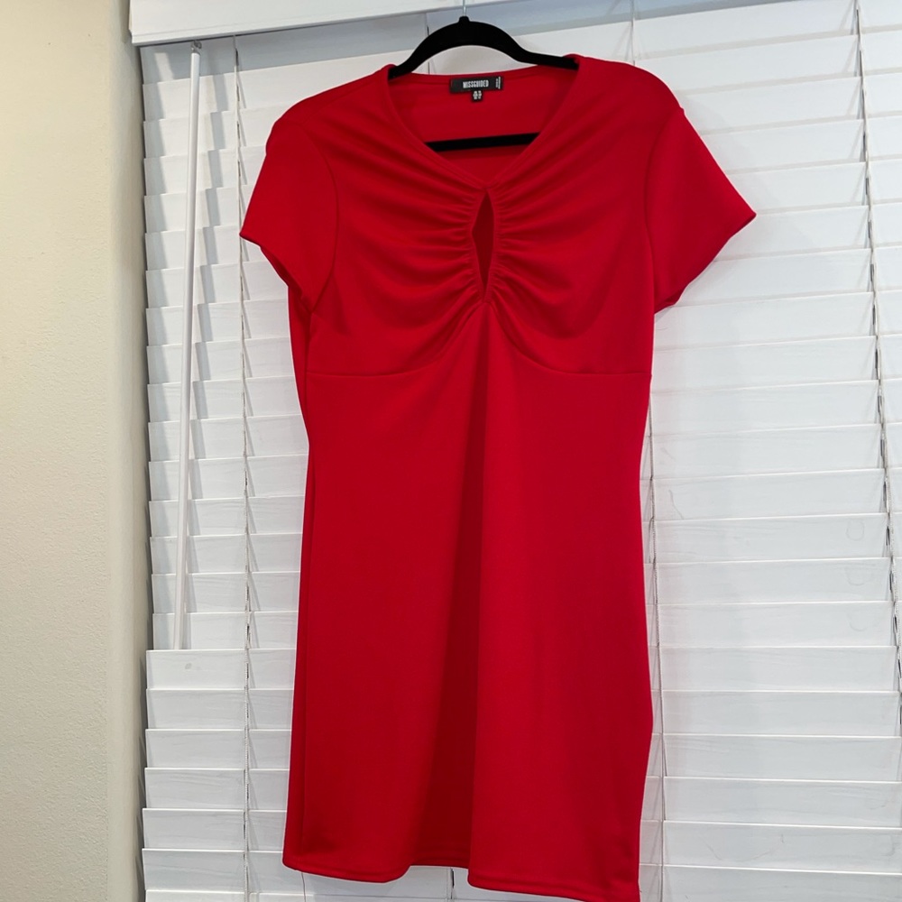 Red short keyhole dress